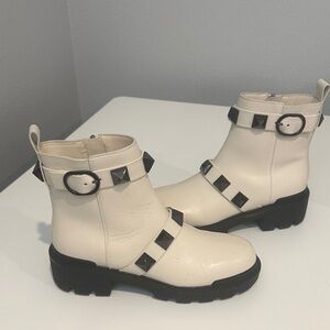 Valentino Garavani White Ankle Boots with Studs